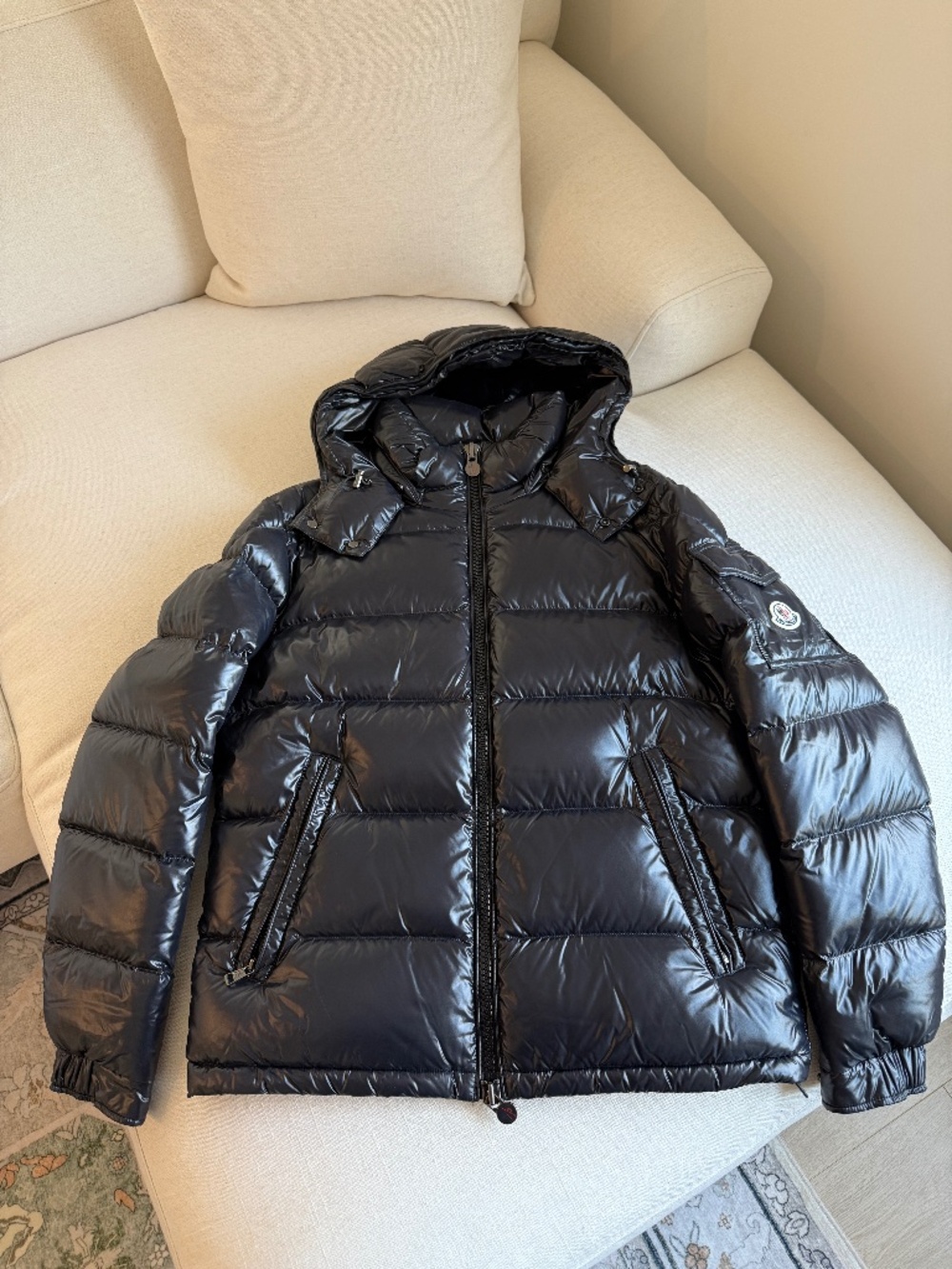 AUTHENTIC Moncler Maya Down Jacket (Black, Size 2 / Medium) - Full Set
